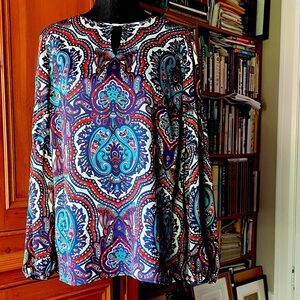 Talbots Vibrant Multicolor Paisley Long-Sleeve Blouse SNWT - Size M